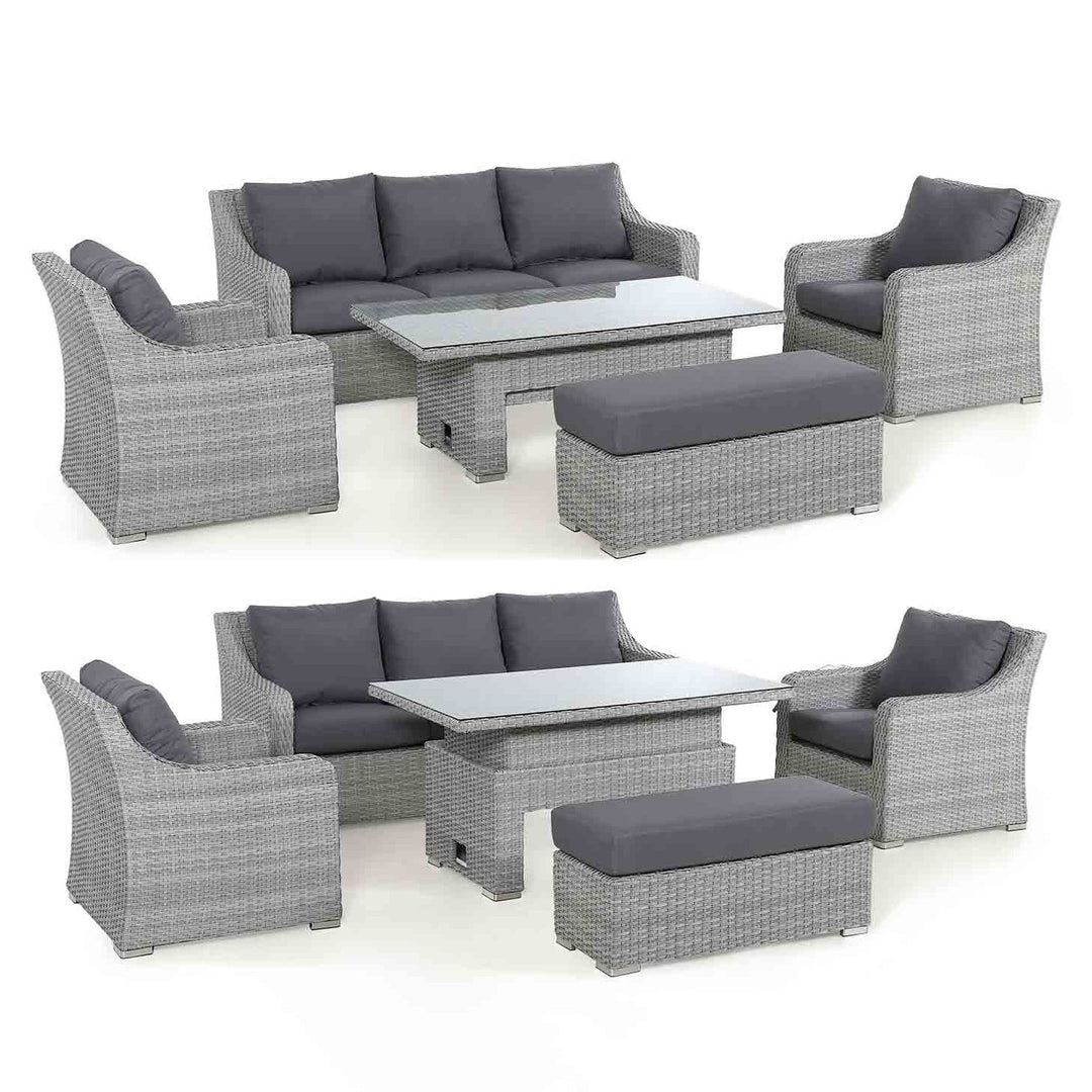 Ascot 3 Seat Sofa Dining Set with Rising Table - Modern Rattan