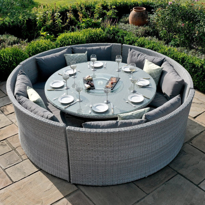 Ascot Round Sofa Dining Set with Rising Table - Modern Rattan