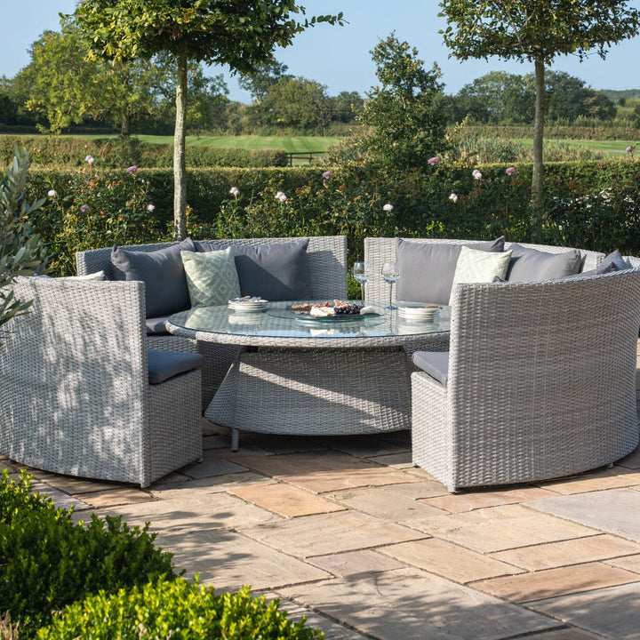 Ascot Round Sofa Dining Set with Rising Table - Modern Rattan