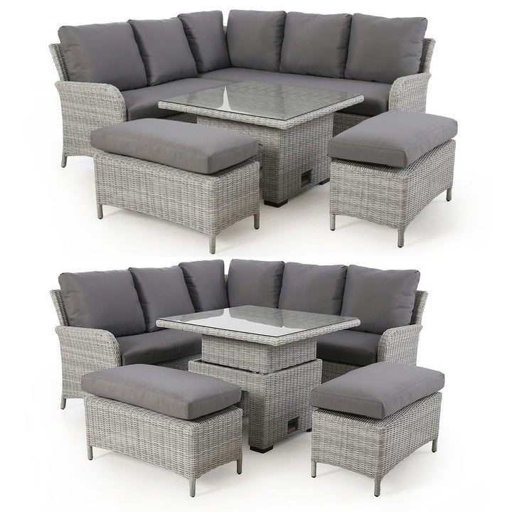 Ascot Square Corner Dining Set with Rising Table - Modern Rattan