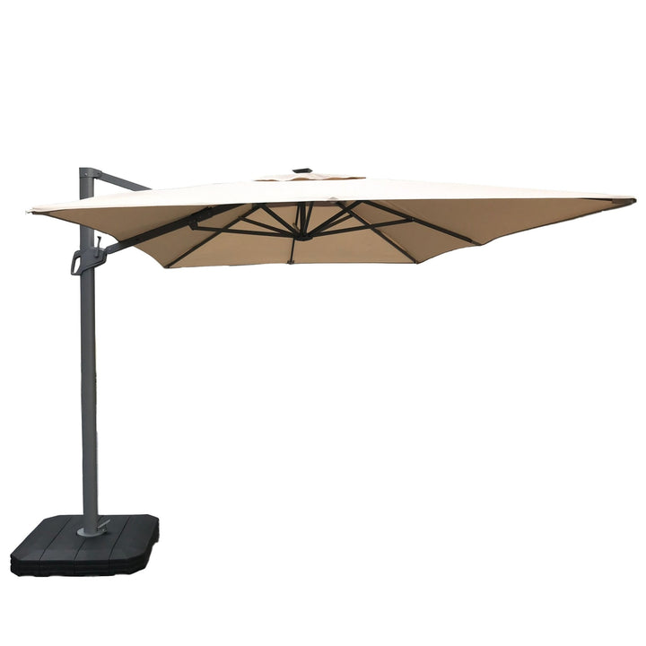 Atlas Cantilever Parasol 2.4m x 3.3m Rectangular - With LED Lights & Cover - Modern Rattan