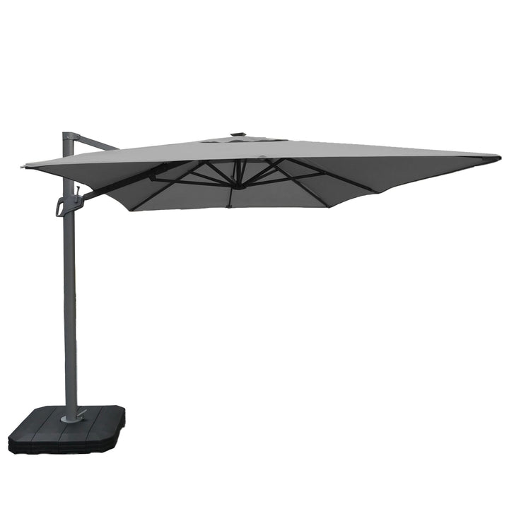 Atlas Cantilever Parasol 2.4m x 3.3m Rectangular - With LED Lights & Cover - Modern Rattan