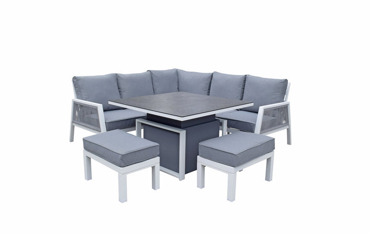Bettina corner sofa with 2 benches in Grey powder coat with gas lift table - BETT0361 - Modern Rattan