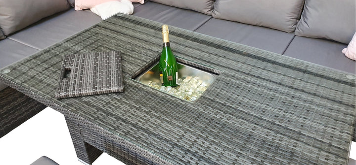 Catalina Corner Dining Sofa With Lift Table & Ice Bucket - CAT0367 - Modern Rattan