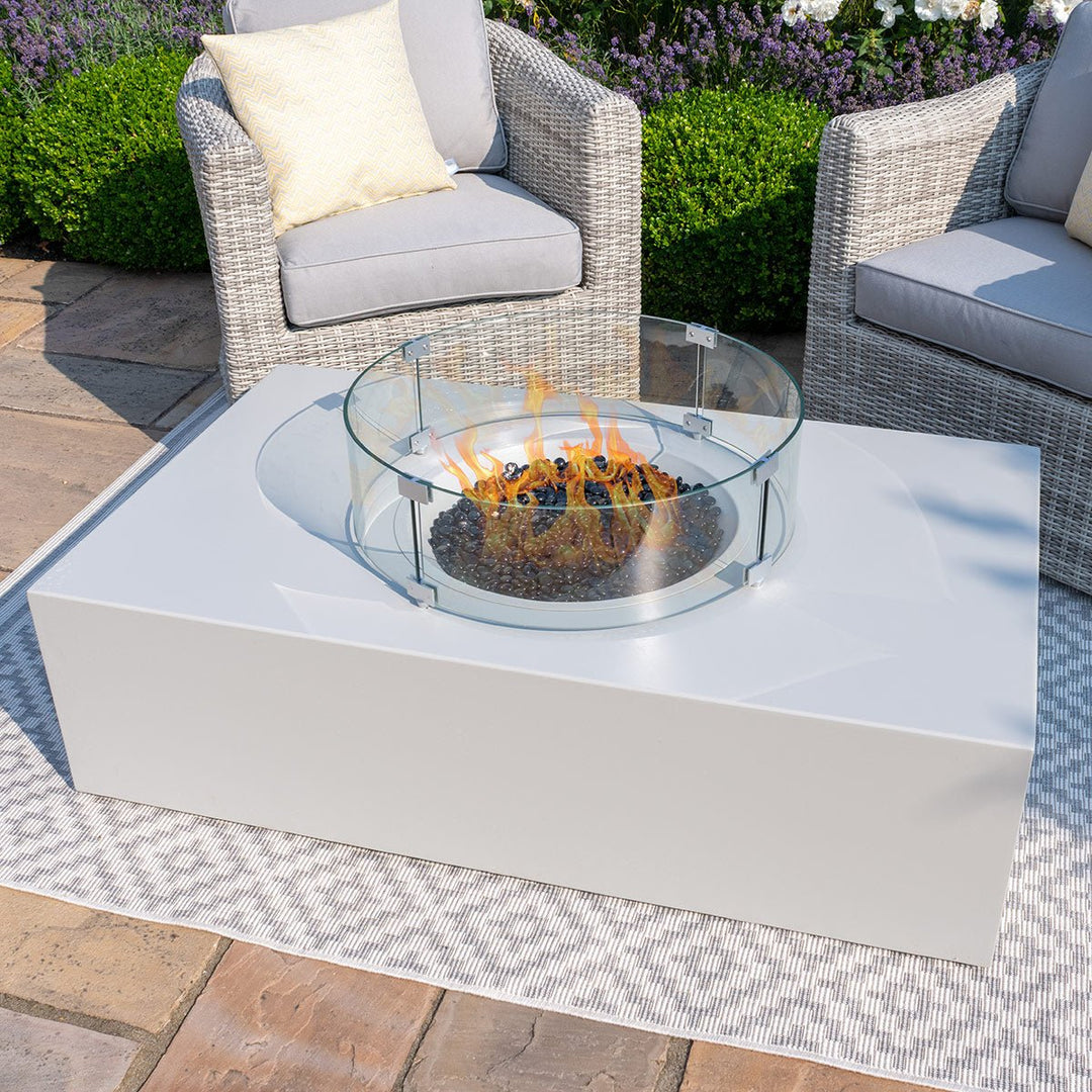 Coffee Table Rectangular Fire Pit - Modern Rattan