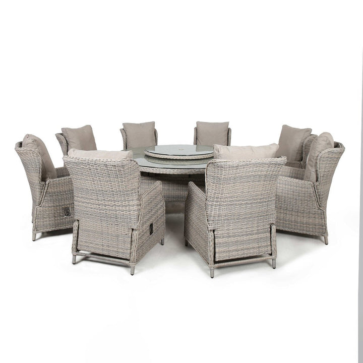 Cotswold Reclining 8 Seat Round Dining Set (with woven Lazy Susan) - Modern Rattan