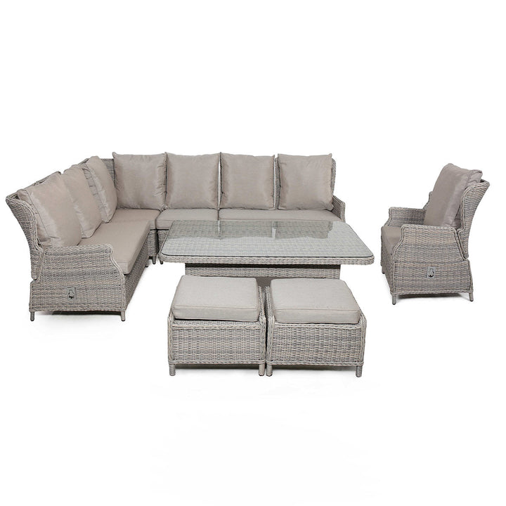 Cotswold Reclining Corner Dining with Rising Table & Reclining Chair - Modern Rattan