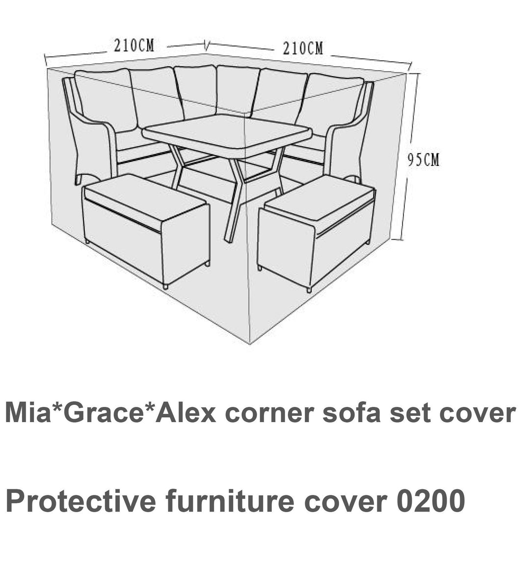 Cover To fit Mia/Alex small corner 210*210*95 201*149*73 - COVE0200 - Modern Rattan