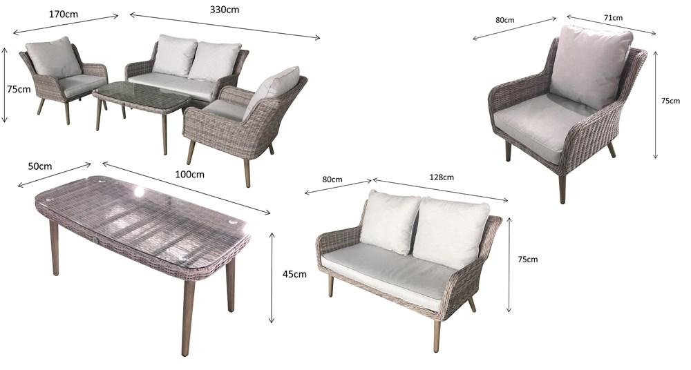 Danielle 2 Seater Rattan Sofa Set – DANI0158 - Modern Rattan
