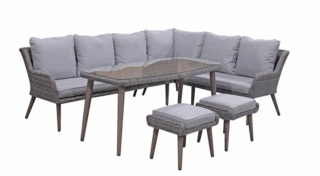 DANIELLE corner sofa with dining table & 2 ottomans – DANI0347 - Modern Rattan