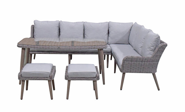 DANIELLE corner sofa with dining table & 2 ottomans – DANI0347 - Modern Rattan