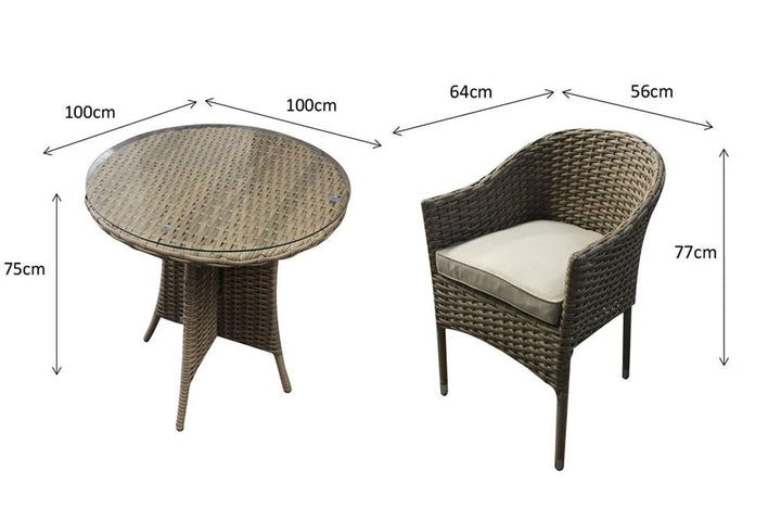 Darcey 2 Seat Bistro Set with stacking chairs DARC0264_0191 - Modern Rattan