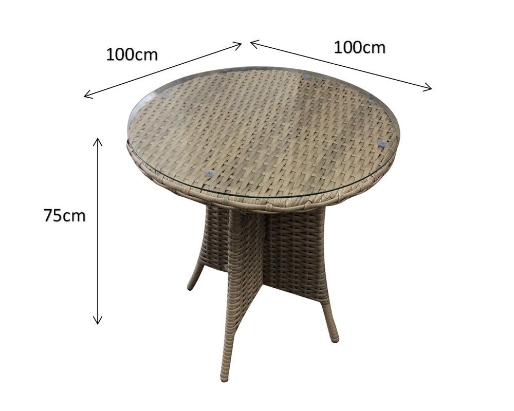 Darcey Bistro Rattan Table In Natural Round 70cm - Modern Rattan