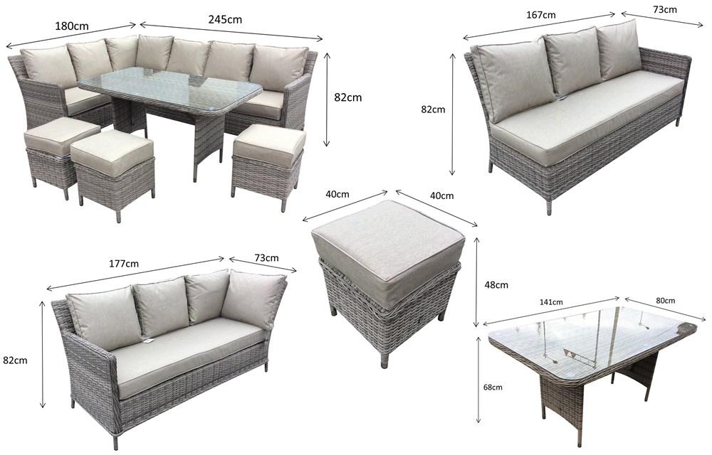 EDWINA corner dining sofa in 3 wicker special grey weave - EDWI0259 - Modern Rattan