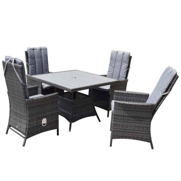 EMILY 4 Seat Square dining set with Polywood Top - Modern Rattan