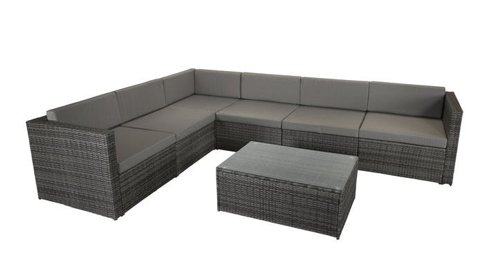 Evie modular sofa set in Mixed Grey with Steel frame - EVIE0287 - Modern Rattan