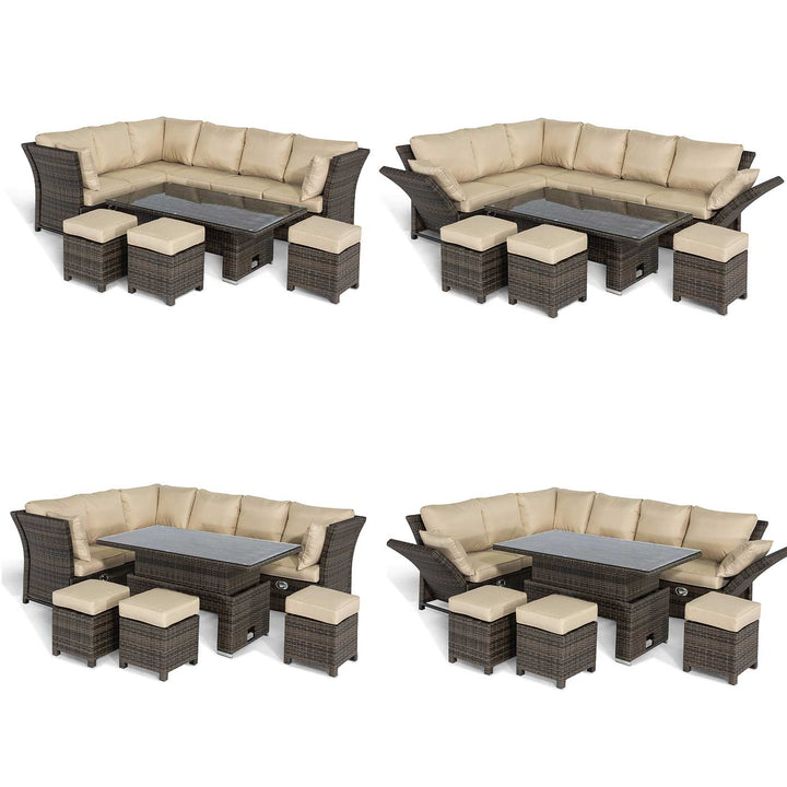 Henley Corner Dining Set with Rising Table - Modern Rattan