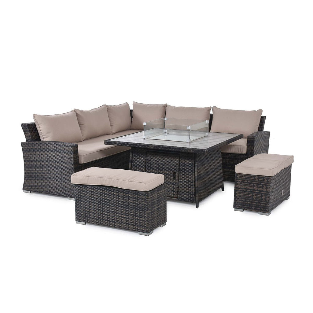 Maze Kingston Corner Deluxe Corner Dining Set with Fire Pit