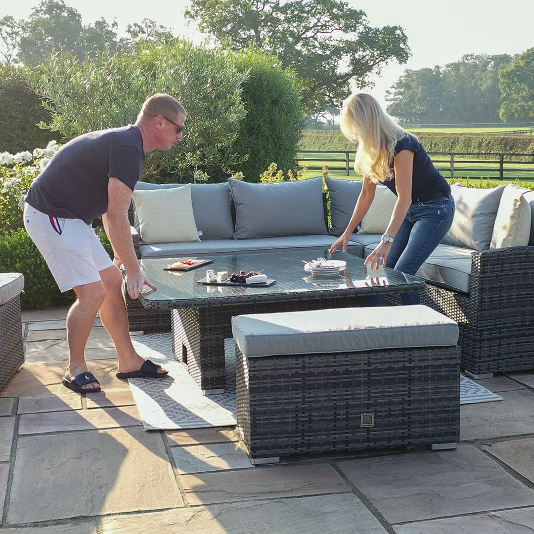 Kingston Corner Deluxe with Rising Table - Modern Rattan