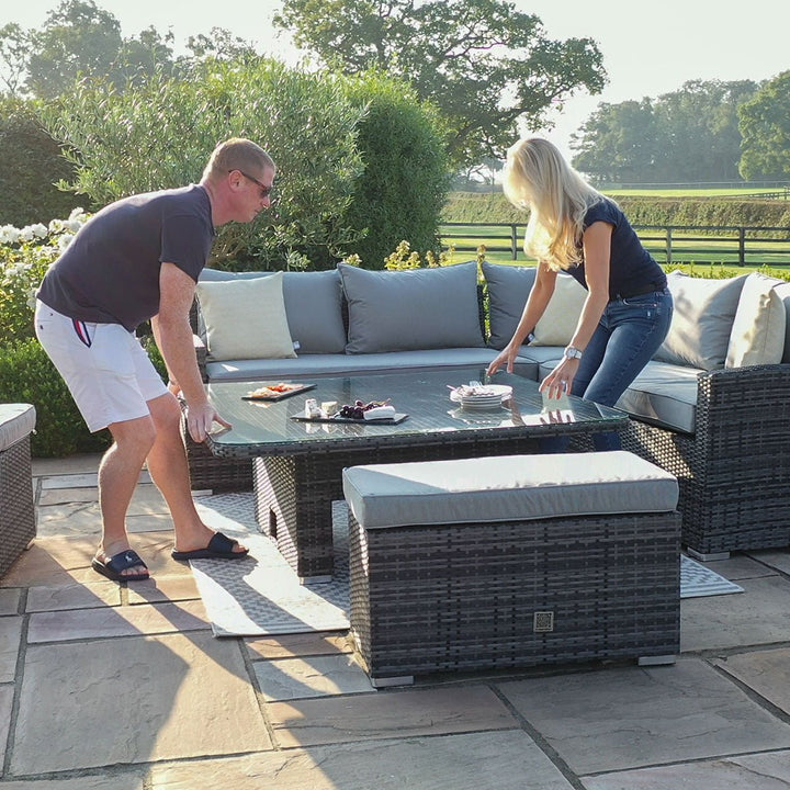 Kingston Corner Deluxe with Rising Table - Modern Rattan