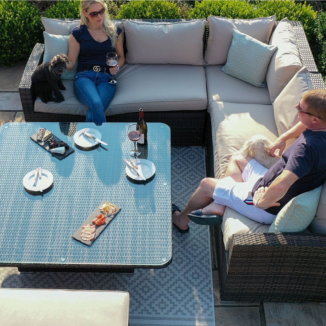 Kingston Corner Deluxe with Rising Table - Modern Rattan