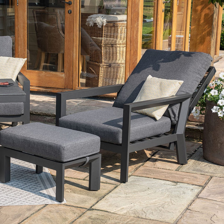 Manhattan Reclining 3 Seat Sofa Set with Fire Pit and Footstools - Modern Rattan