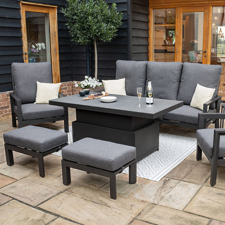 Manhattan Reclining 3 Seat Sofa Set with Rising Table and Footstools - Modern Rattan