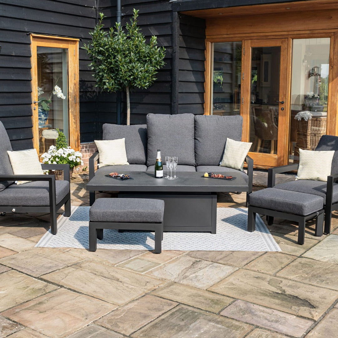 Manhattan Reclining 3 Seat Sofa Set with Rising Table and Footstools - Modern Rattan