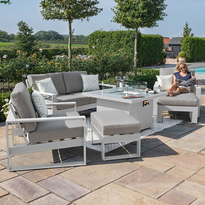 Maze - Amalfi 2 Seat Sofa Dining Set with Square Fire Pit Table - Modern Rattan