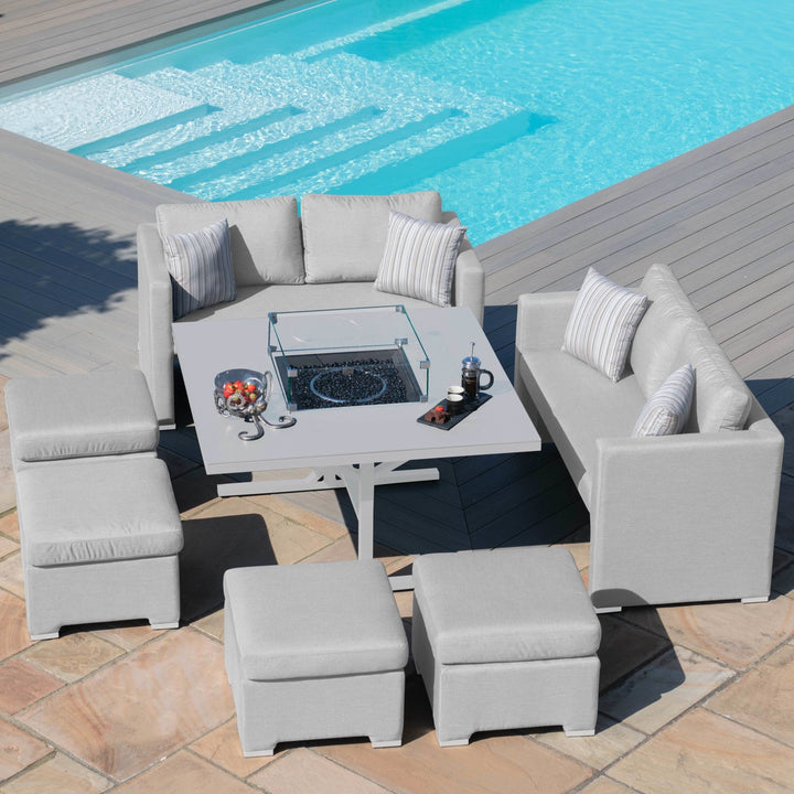 Maze - Fuzion Sofa Cube Set with Fire Pit - Modern Rattan