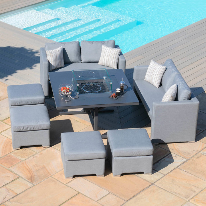 Maze - Fuzion Sofa Cube Set with Fire Pit - Modern Rattan