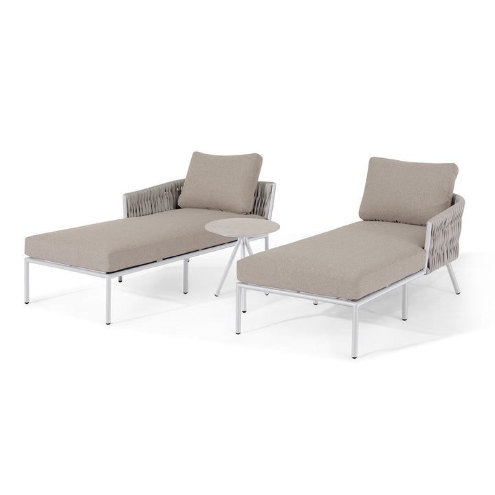 Maze - Marina Double Sunlounger Set With Side Table - Modern Rattan