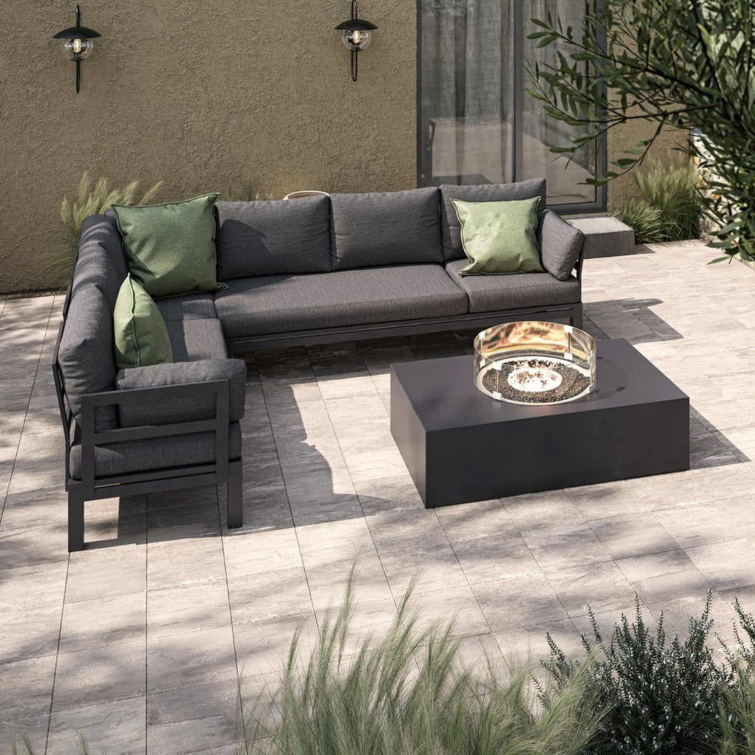 Maze - Oslo Corner Group with Rectangular Fire Pit Table - Modern Rattan