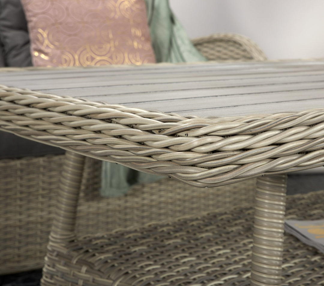 MEGAN - Four seat sofa set with table in Creamy Grey wicker with Pale Grey cushions - MEGH0297 - Modern Rattan