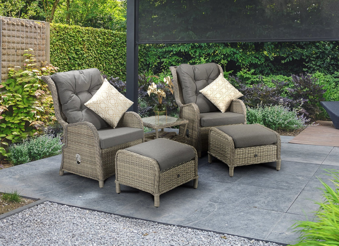 MEGHAN -Five piece Reclining lounge set - MEGH0298 - Modern Rattan