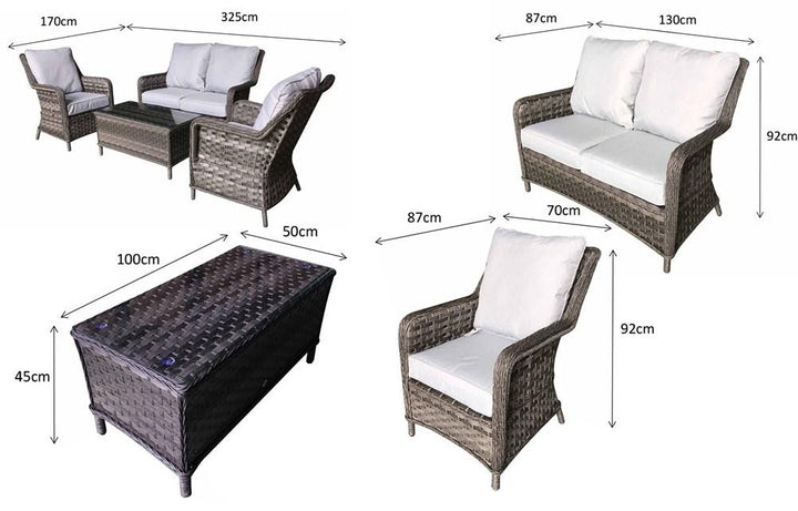 Mia 2 Seat Rattan Sofa Set In Grey Weave – MIA0008 Caramel Weave – MIA0098 - Modern Rattan