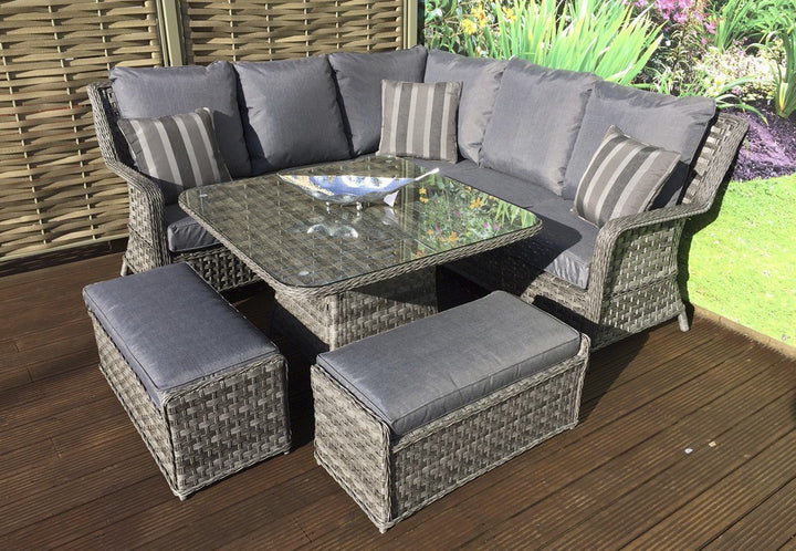 MIA Corner Dining with Lift Table - Modern Rattan