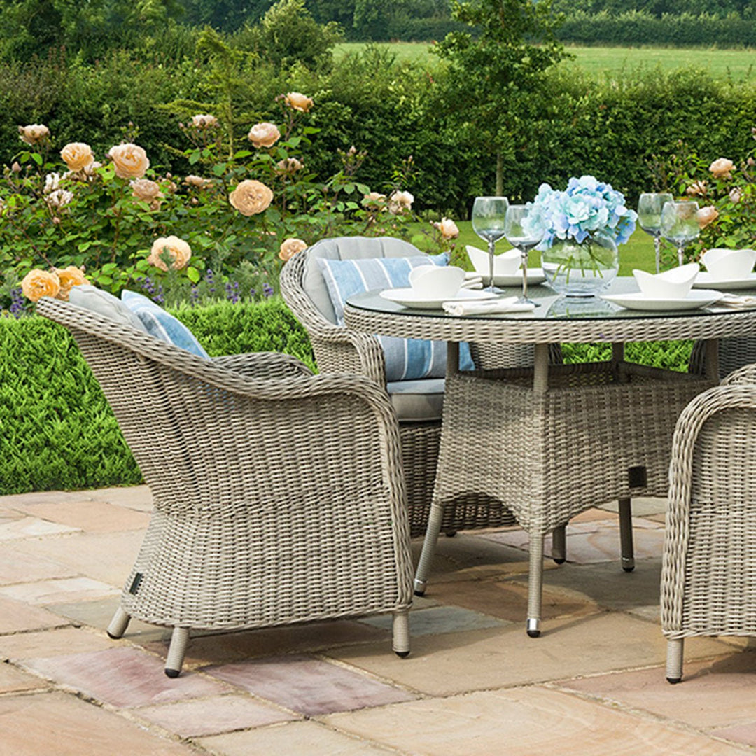 Oxford 4 Seat Round Dining Set with Heritage Chairs - Modern Rattan