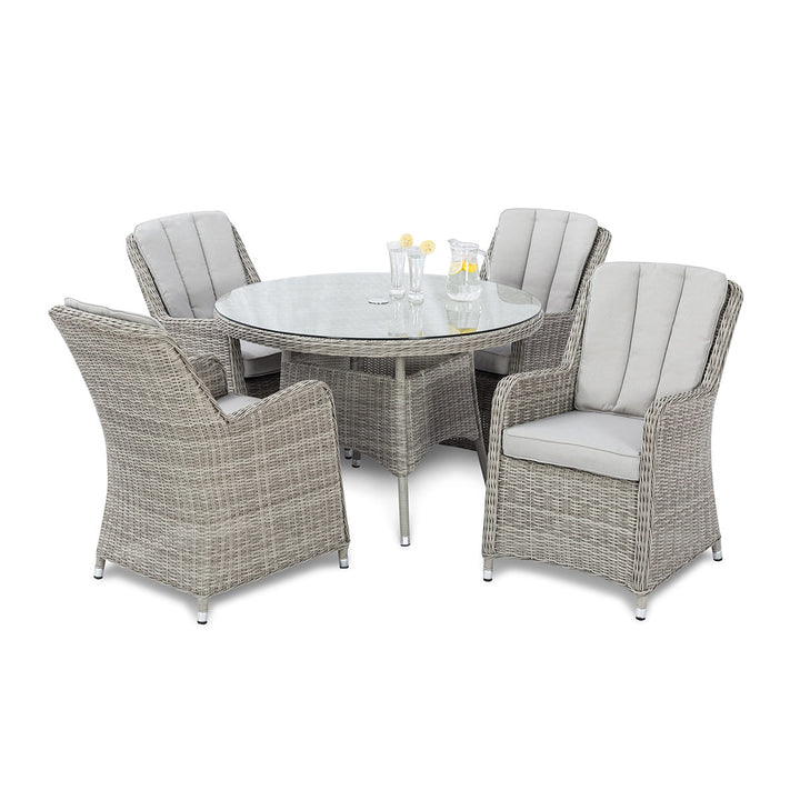 Oxford 4 Seat Round Dining Set with Venice Chairs - Modern Rattan