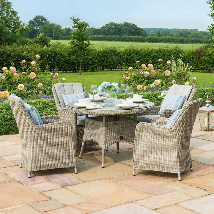 Oxford 4 Seat Round Dining Set with Venice Chairs - Modern Rattan