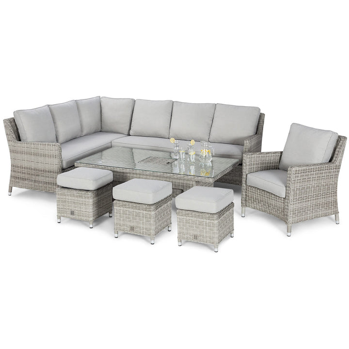Oxford Corner Dining Set with Armchair, Ice Bucket and Rising Table - Modern Rattan