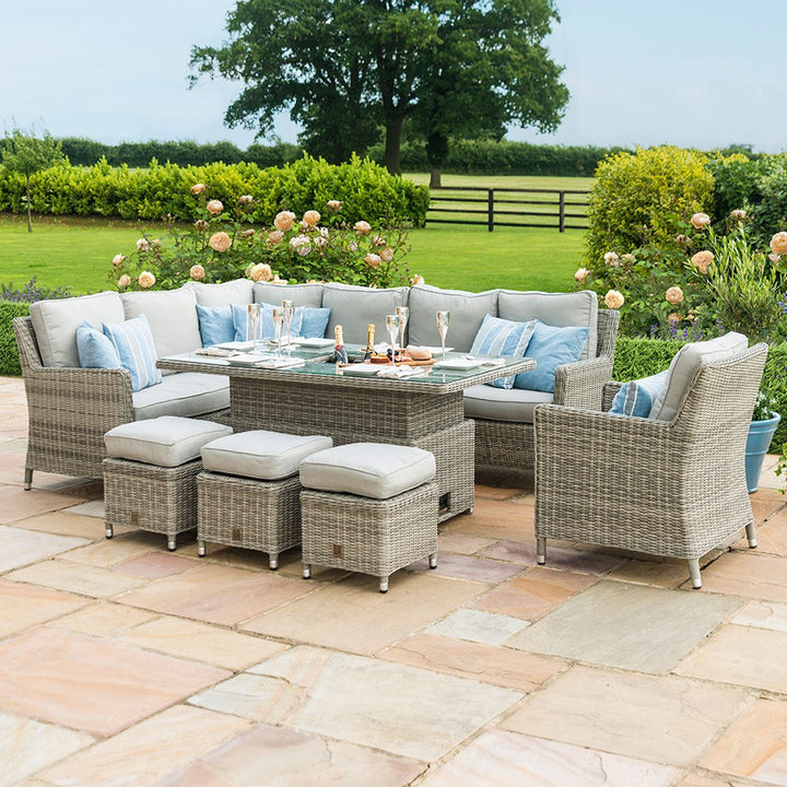 Oxford Corner Dining Set with Armchair, Ice Bucket and Rising Table - Modern Rattan