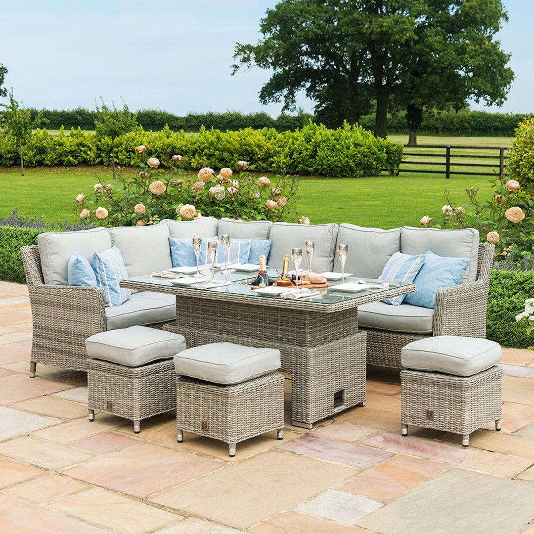 Oxford Corner Dining Set with Ice Bucket and Rising Table - Modern Rattan