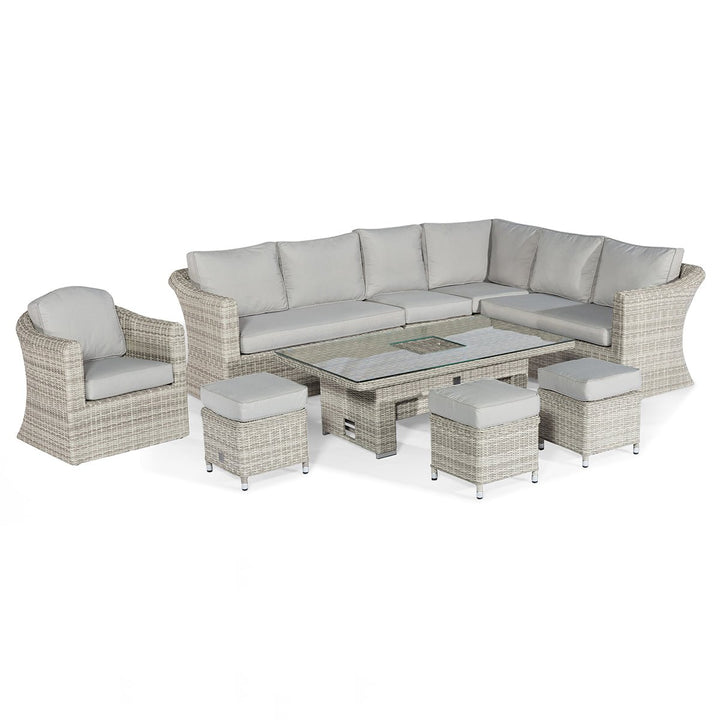 Oxford Deluxe Corner Dining Set with Rising Table and Armchair - Modern Rattan