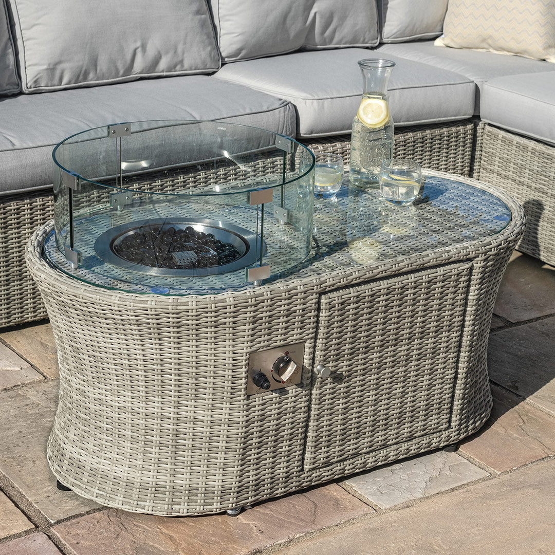 Oxford Oval Fire Pit Coffee Table - Modern Rattan