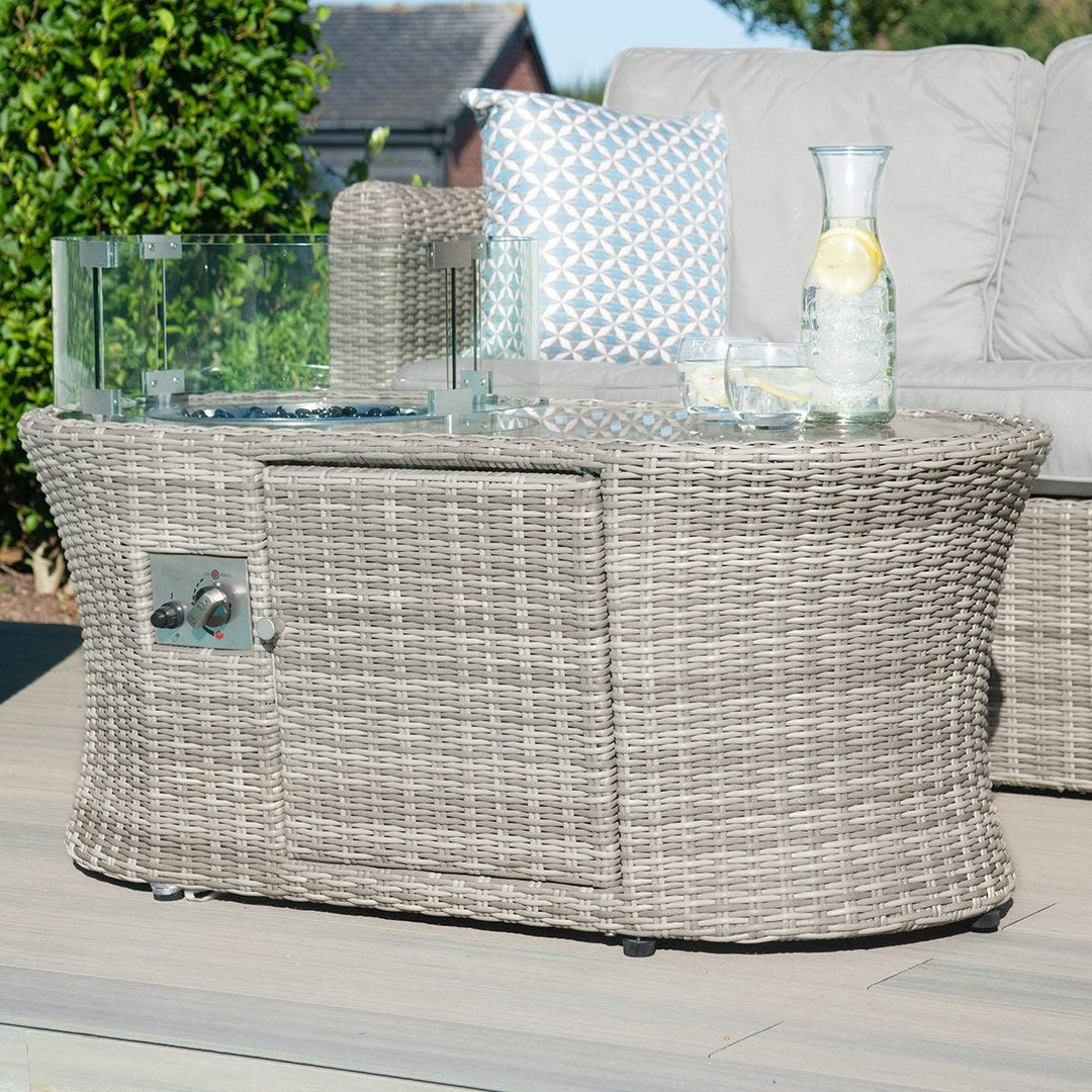 Oxford Oval Fire Pit Coffee Table - Modern Rattan