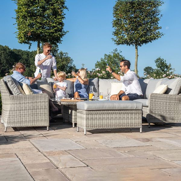 Oxford Royal U-Shaped Sofa Set with Rising Table - Modern Rattan