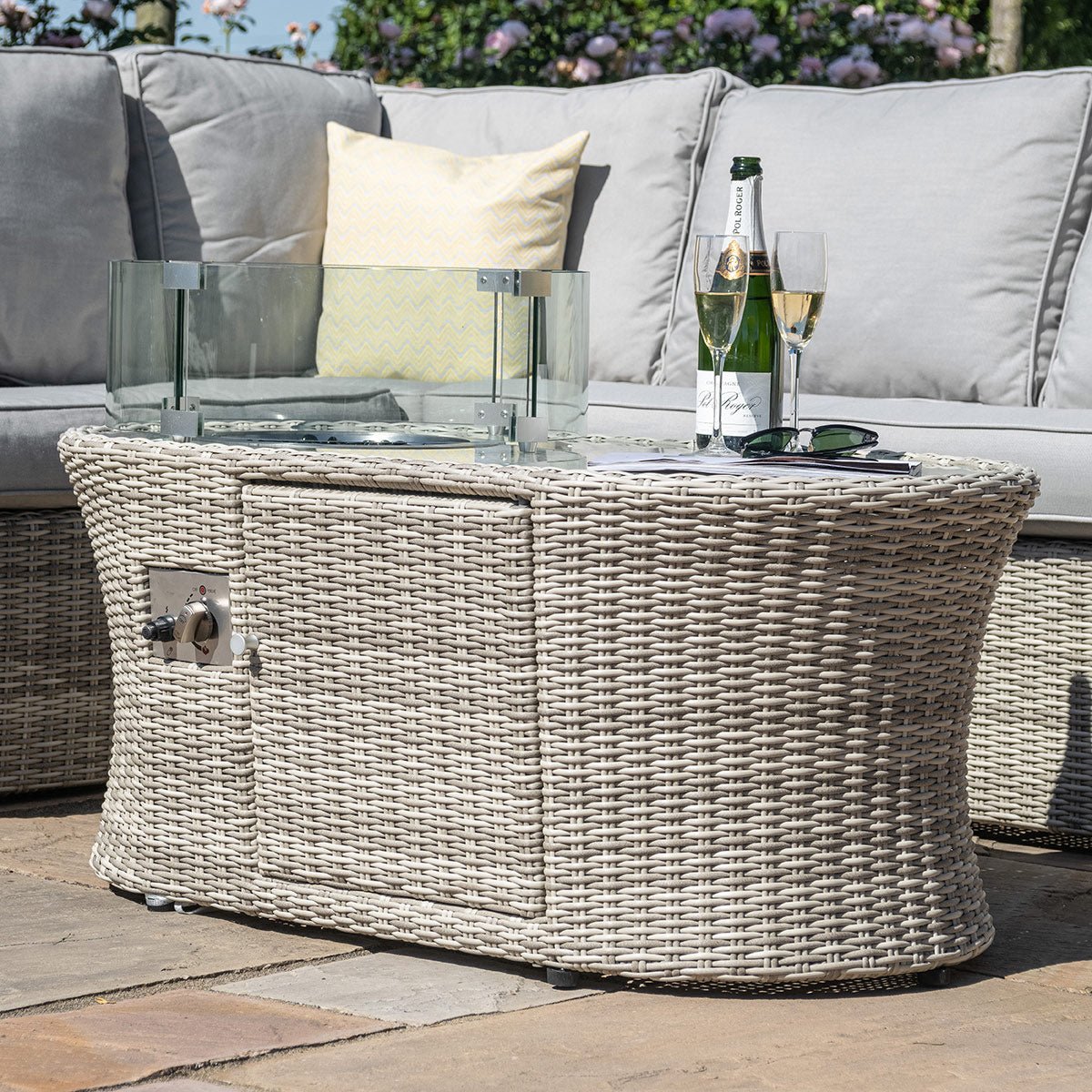 Maze Oxford Small Corner Sofa Set with Fire Pit Modern Rattan Ltd