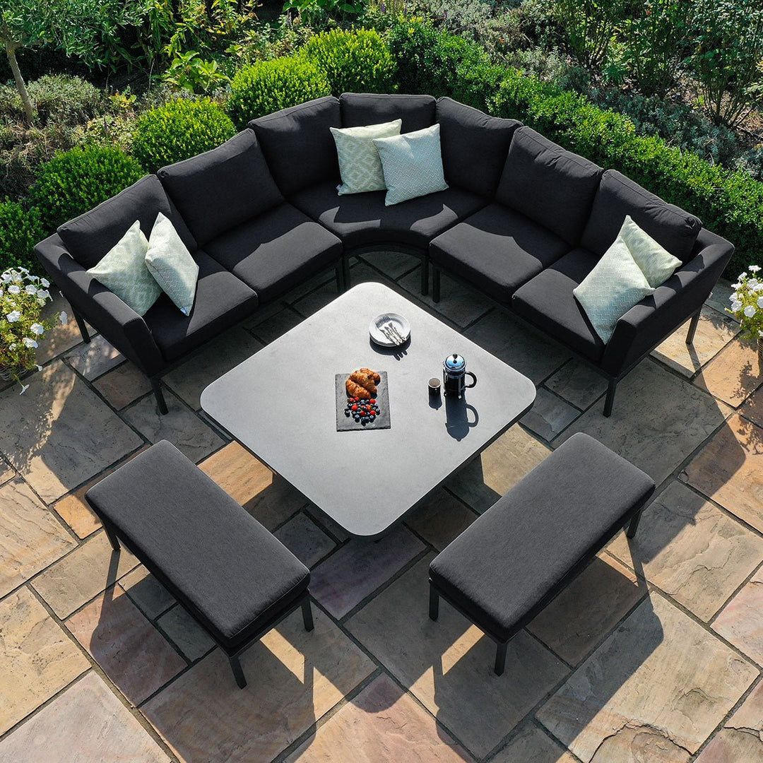 Pulse Deluxe Square Corner Dining Set with Rising Table - Modern Rattan