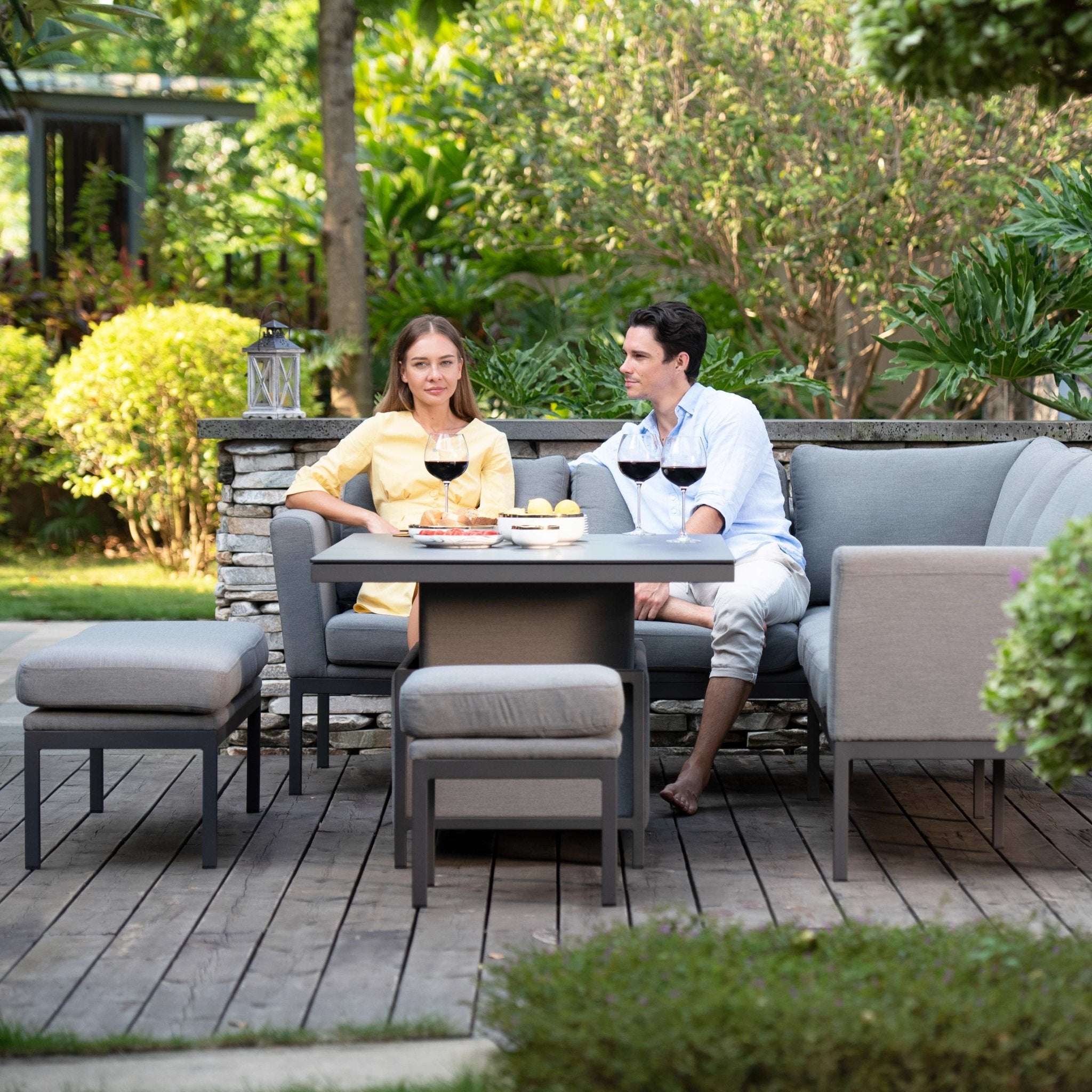 Maze Pulse Rectangular Corner Dining Set with Rising Table Modern Rattan Ltd